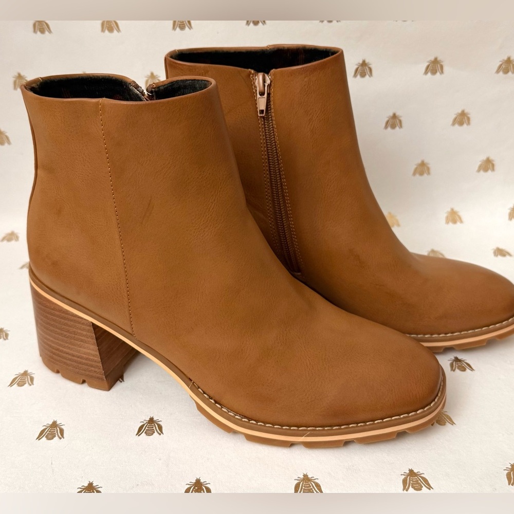 Women’s Korks Chandler Chelsea Zip Ankle Boots Shoes Camel Brown Tan 10